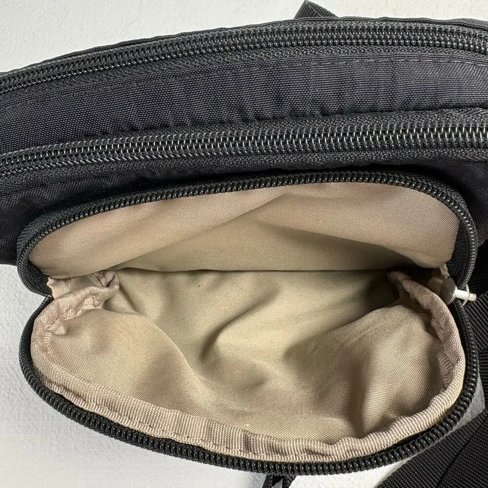 Baggallini Triple Zip Bagg Black Nylon Crossbody Travel Organizer Adjustable